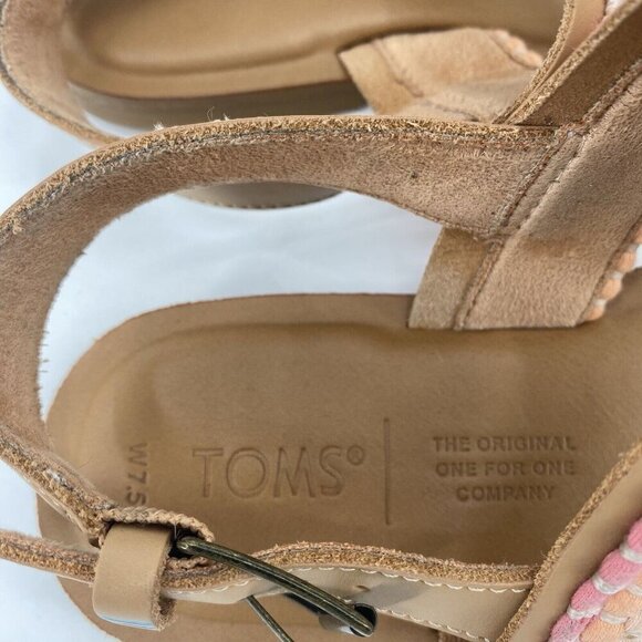 TOMS Womens Pink Beaded Embroidered Slip-On Bohemian Sandals Size 7.5 - Picture 6 of 8
